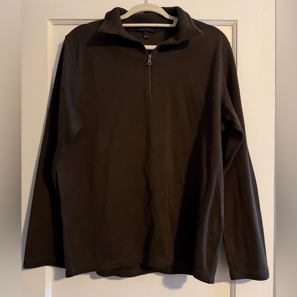 Banana Republic 100% Cotton Quarter-Zip Pullover Sweater Dark Brown Size Large